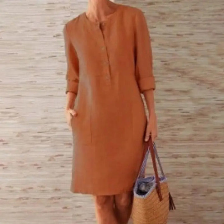 Lena | Linen Dress with Long Sleeves