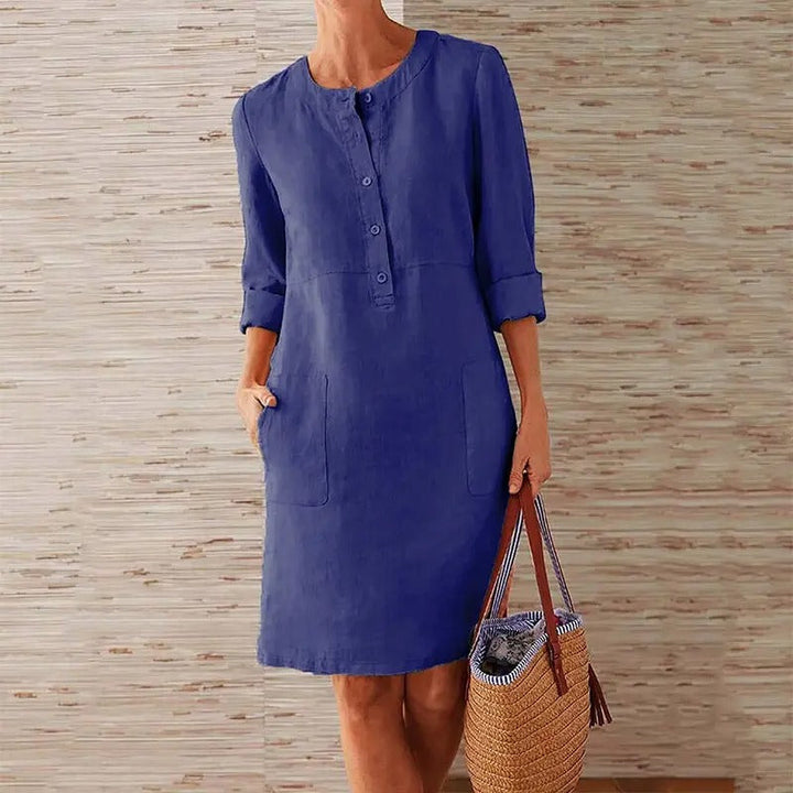 Lena | Linen Dress with Long Sleeves